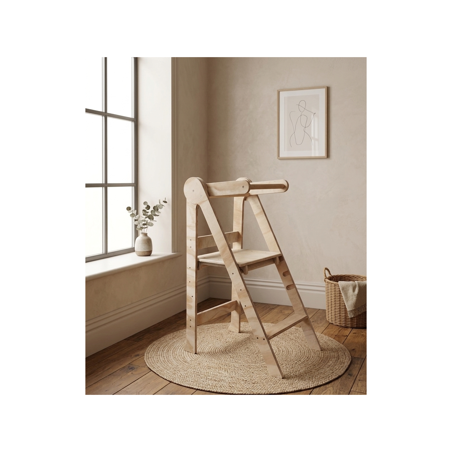 Torre Montessori Plegable de Madera (Ajustable 3 Alturas)