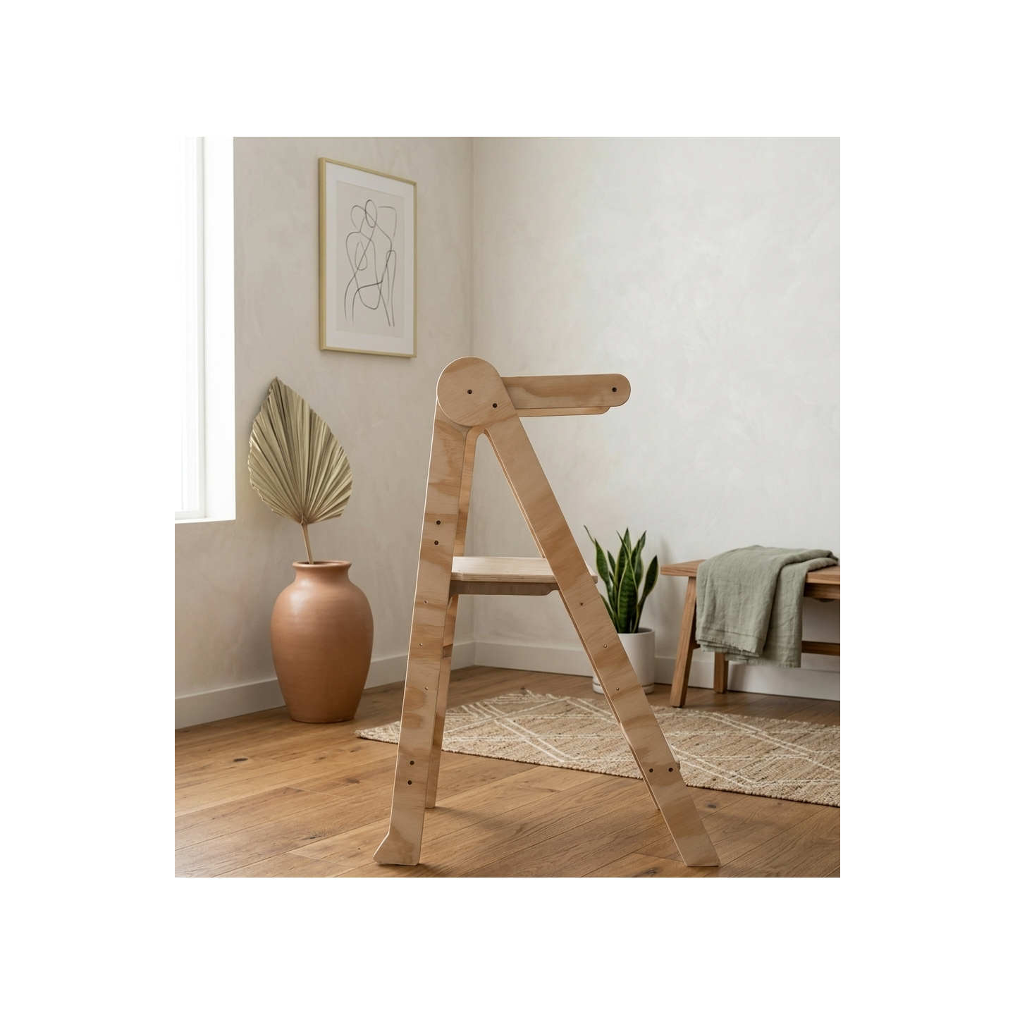 Torre Montessori Plegable de Madera (Ajustable 3 Alturas)