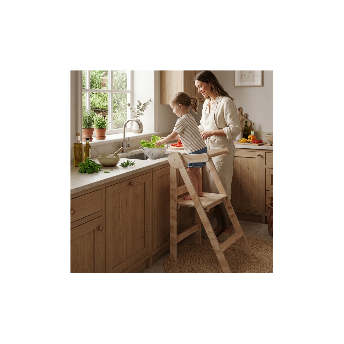 Torre Montessori Plegable de Madera (Ajustable 3 Alturas)