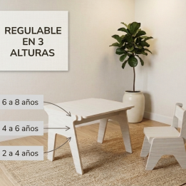 Mesa y Silla Infantil Regulable 3 Alturas (2-8 años)
