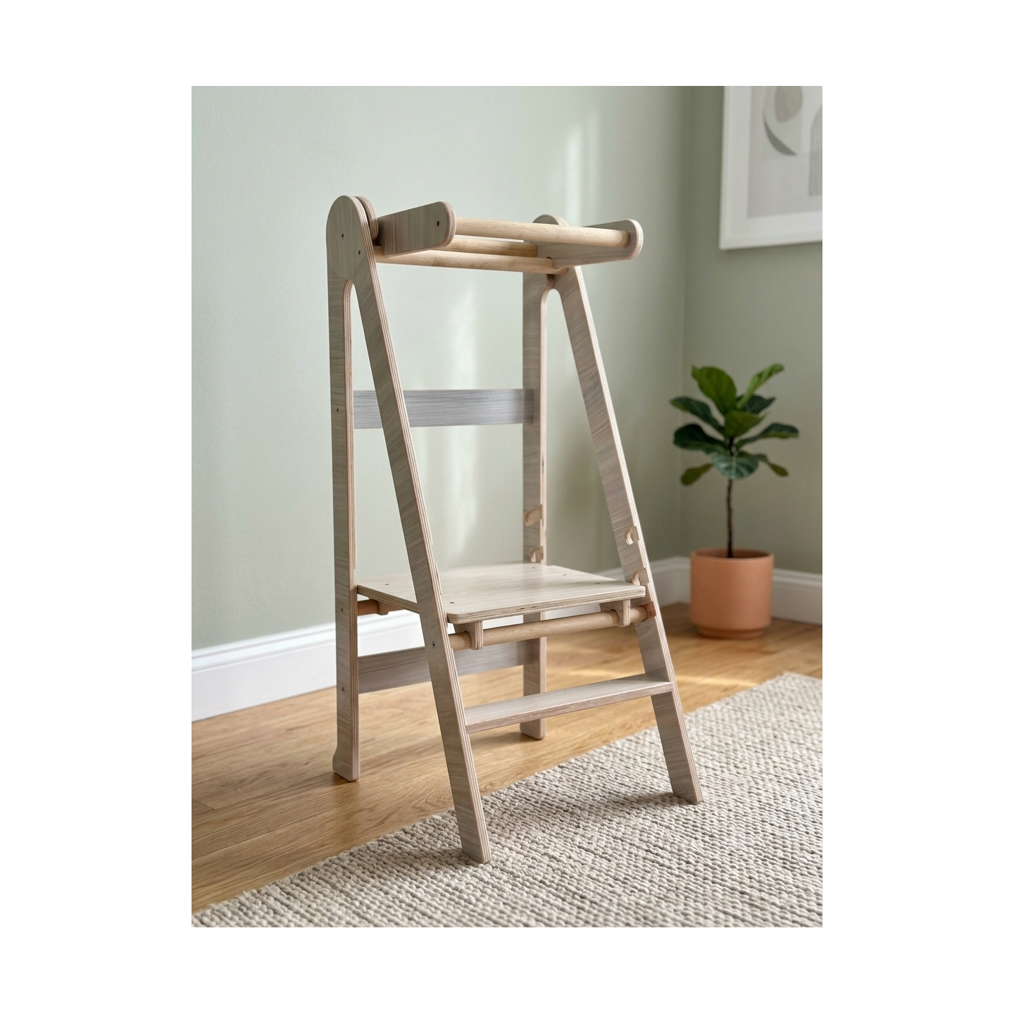 Torre Montessori Plegable de Madera (Ajustable 3 Alturas)