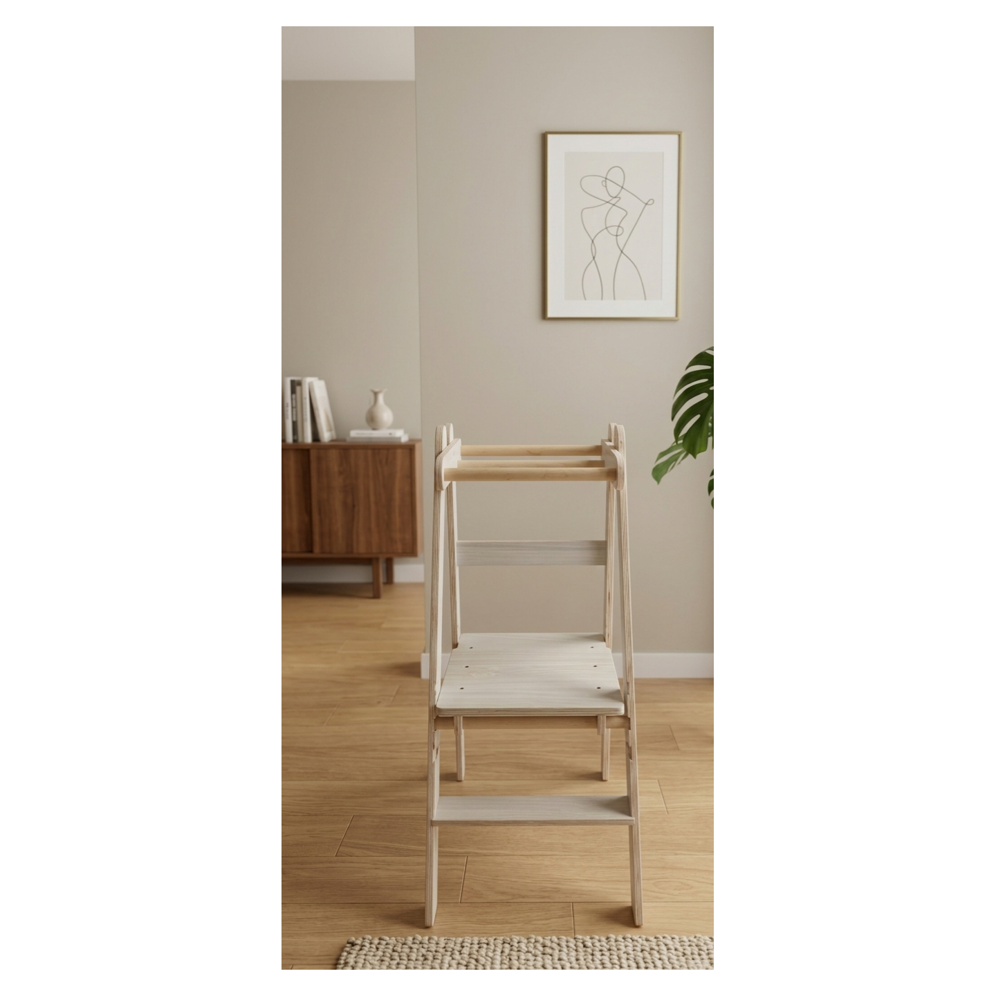 Torre Montessori Plegable de Madera (Ajustable 3 Alturas)