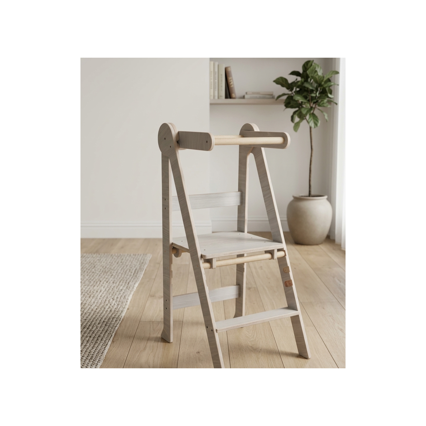 Torre Montessori Plegable de Madera (Ajustable 3 Alturas)