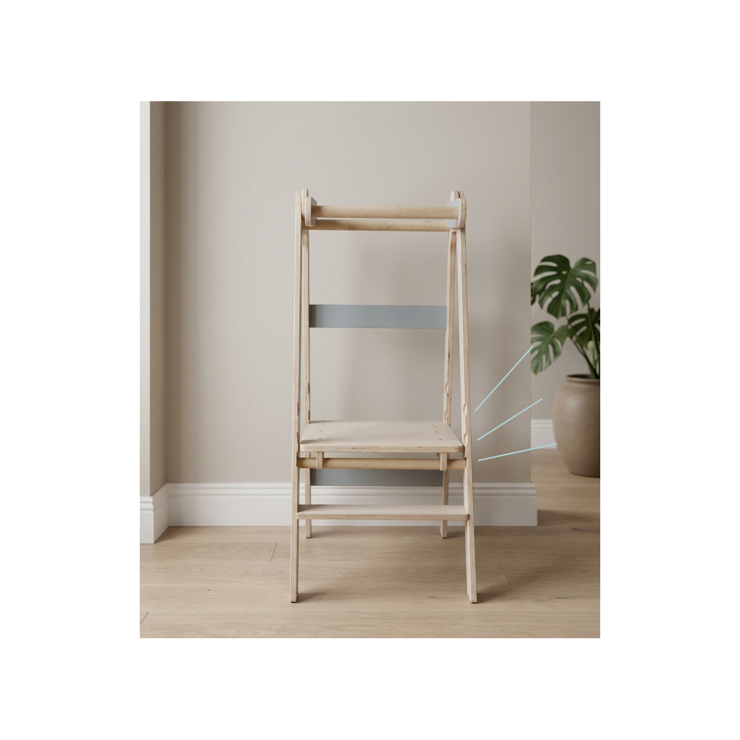Torre Montessori Plegable de Madera (Ajustable 3 Alturas)