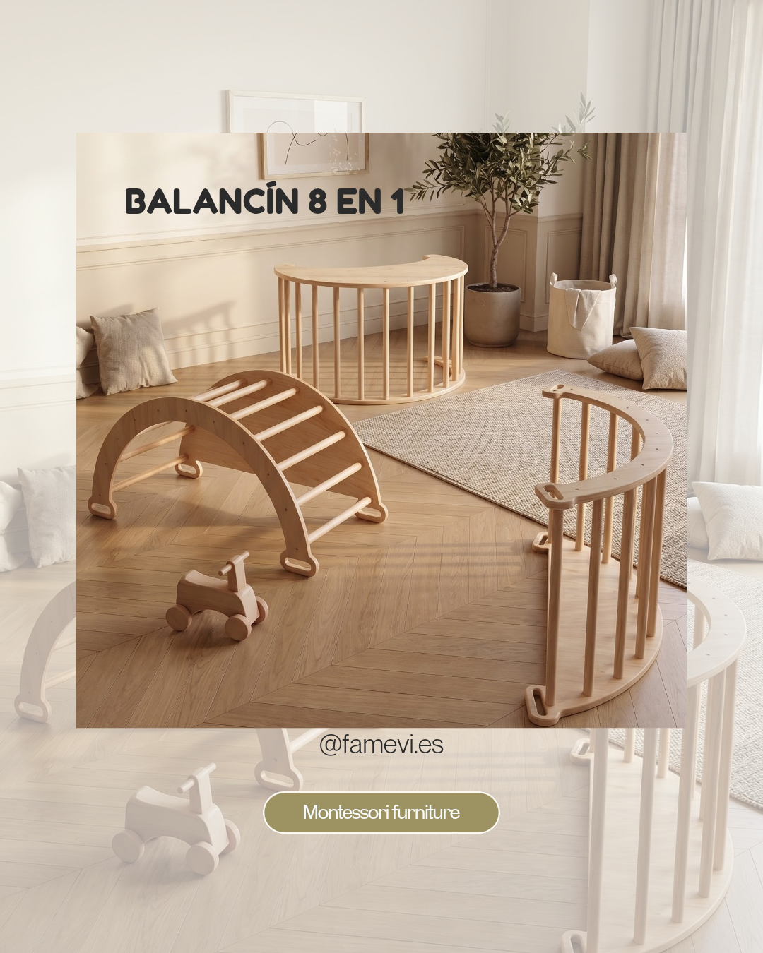 Balancín 8 en 1: El mueble de madera infinito que crece con la imaginación de tu peque.